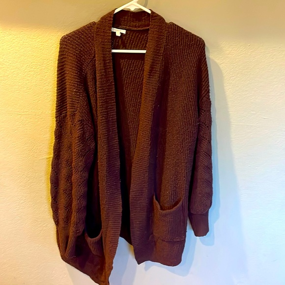 Maurices brown with red undertone knit cardigan sweater. - Picture 1 of 3